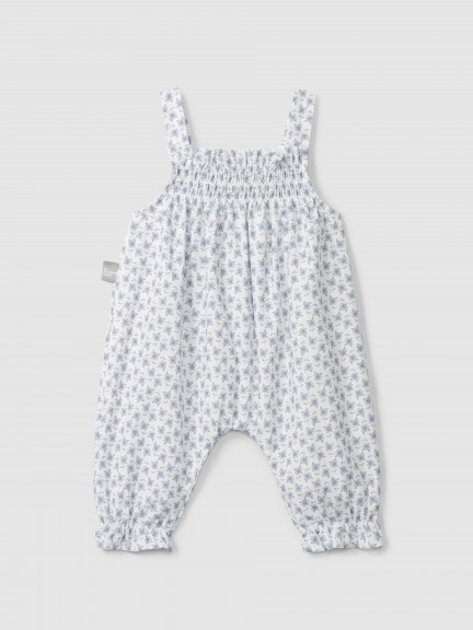 Floral dungarees with rickrack detail Floral dungarees with rickrack detail