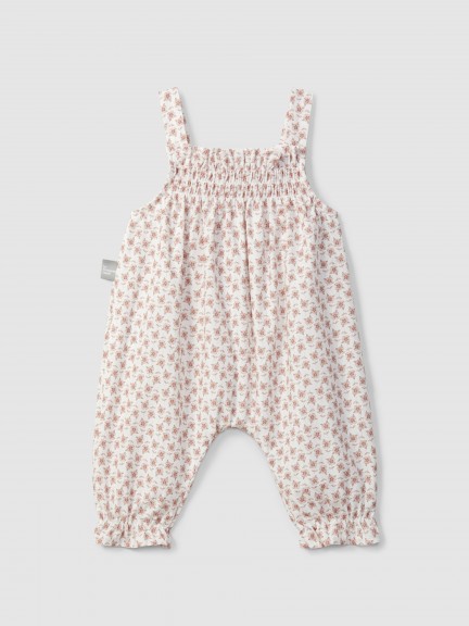 Floral dungarees with rickrack detail Floral dungarees with rickrack detail