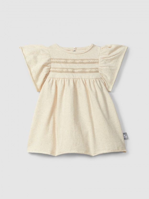 Dress with plaited ribbon detail