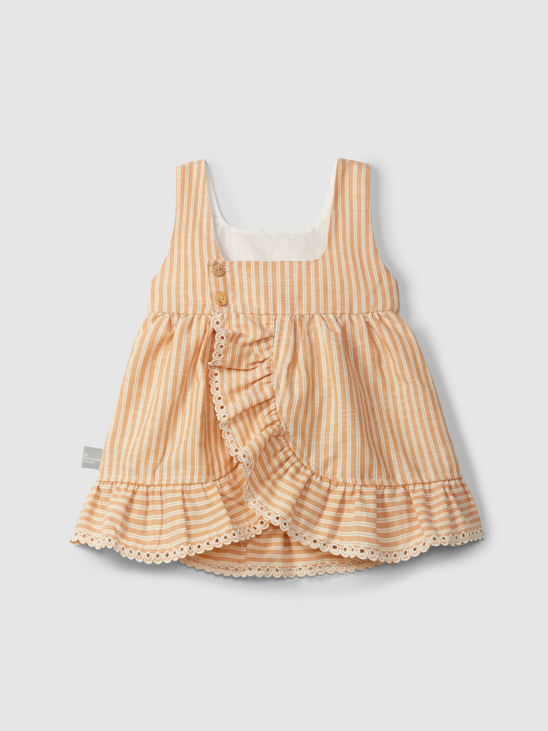 Dress in striped fabric and English embroidery detail