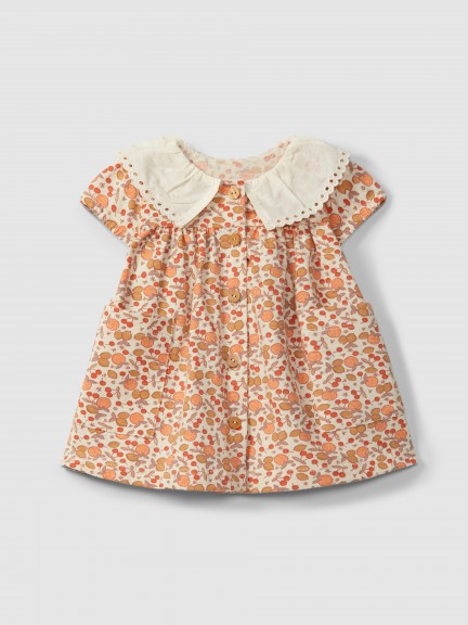 Dress printed jersey with embroidered detail