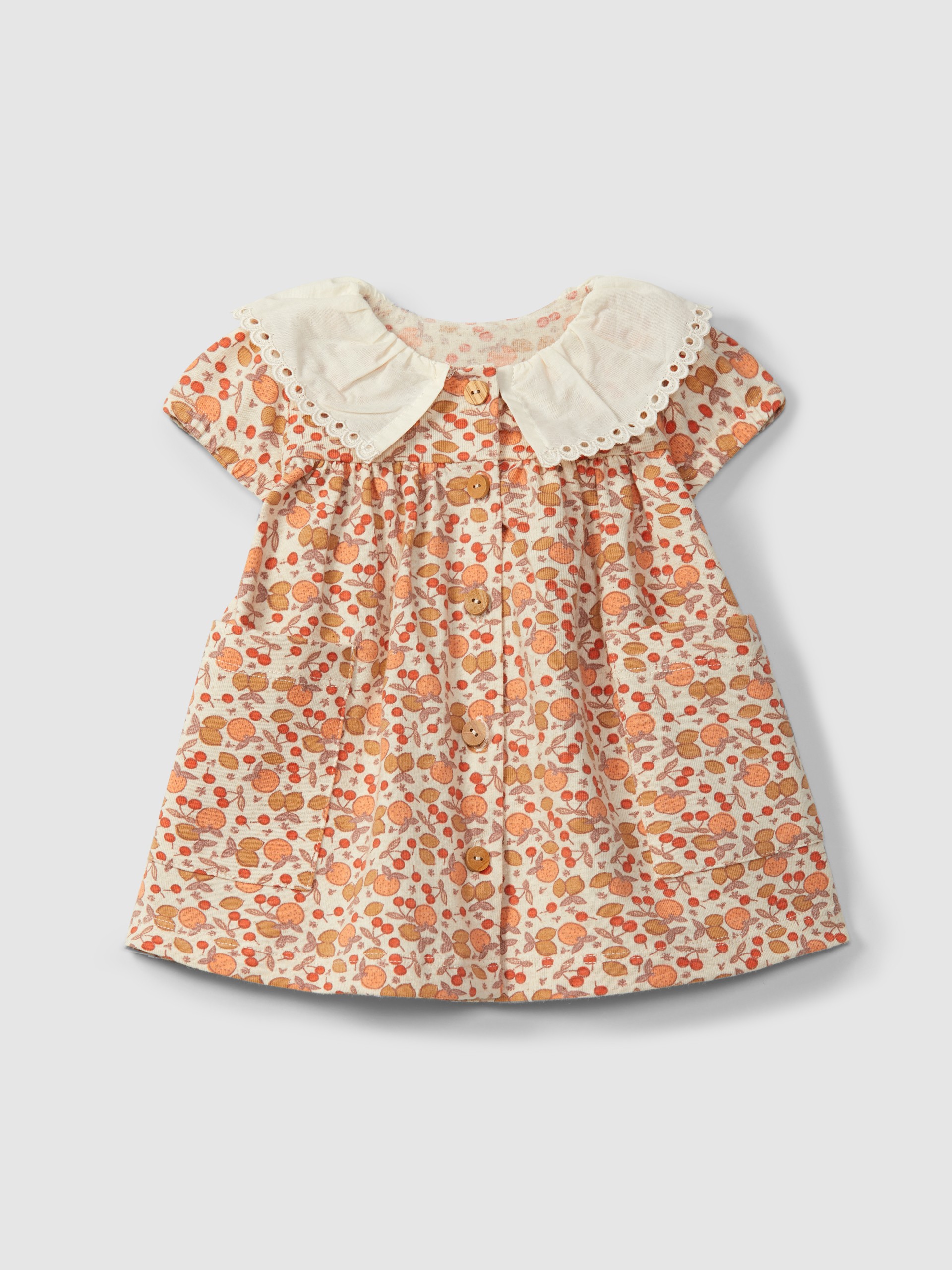 Dress printed jersey with embroidered detail
