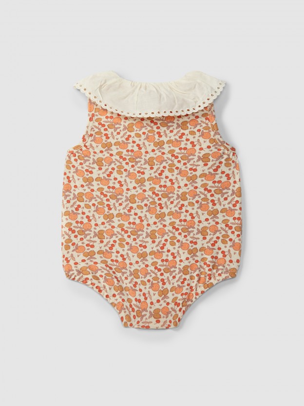 Shortie printed jersey with embroidered detail Shortie printed jersey with embroidered detail
