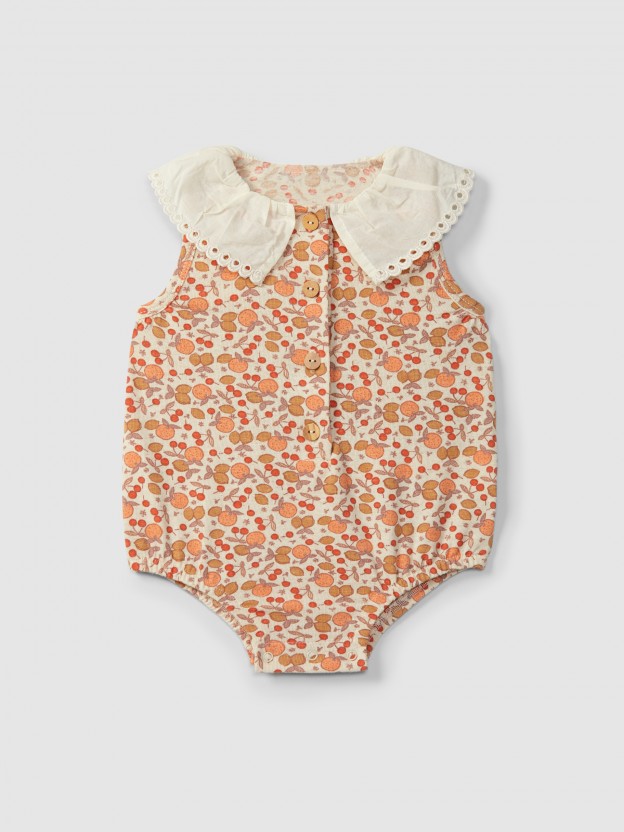 Shortie printed jersey with embroidered detail Shortie printed jersey with embroidered detail