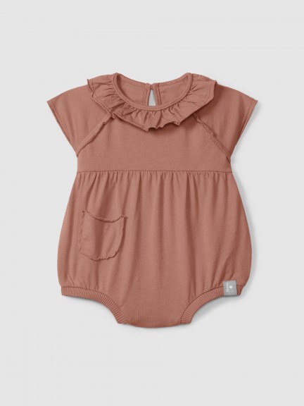 Shortie in plain jersey with ruffled collar