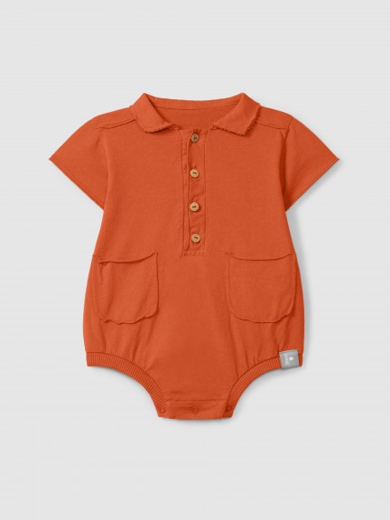 Shortie in plain jersey with pointy collar