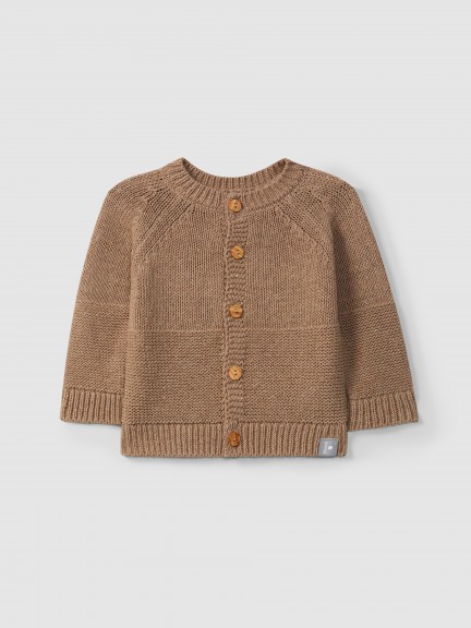 Knitted cardigan round neckline