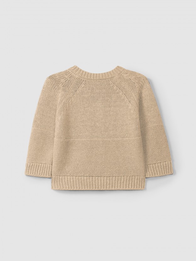 Knitted cardigan round neckline