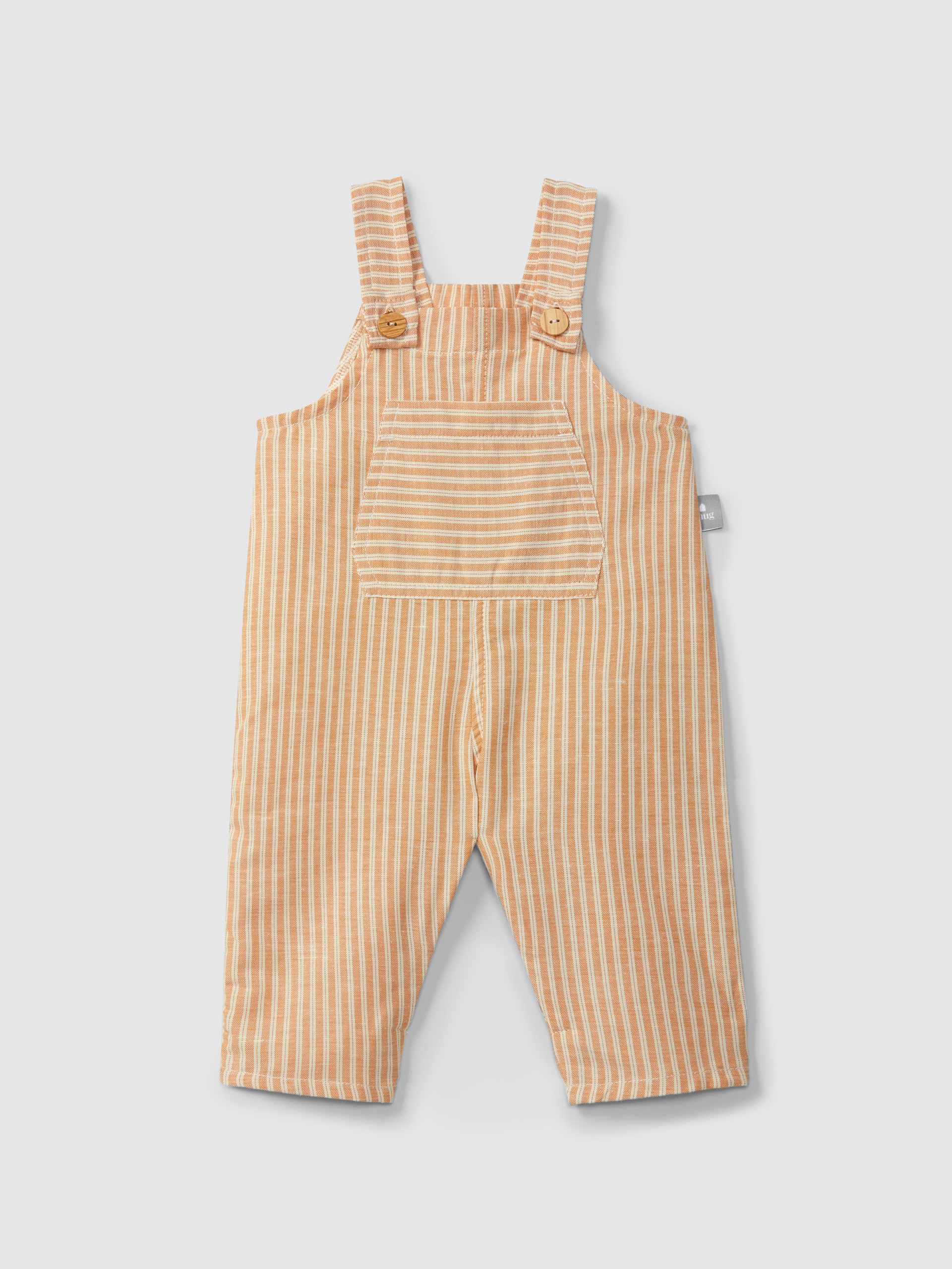 Dungarees in striped fabric with pocket