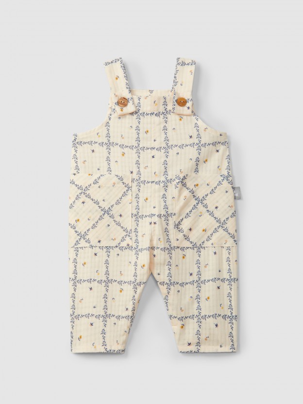 Dungarees printed textured cotton