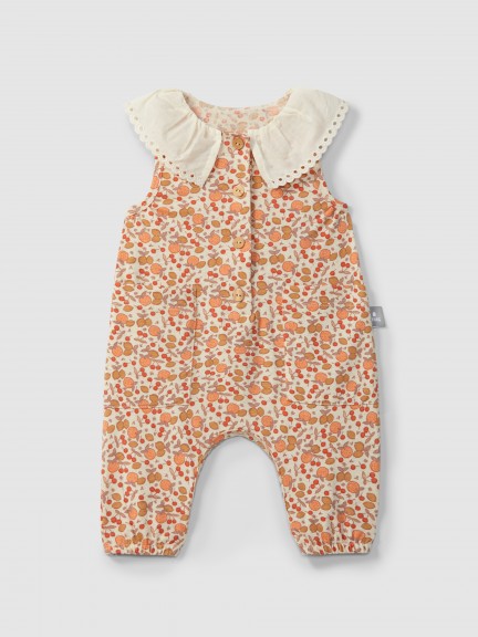 Dungarees printed jersey with embroidered detail
