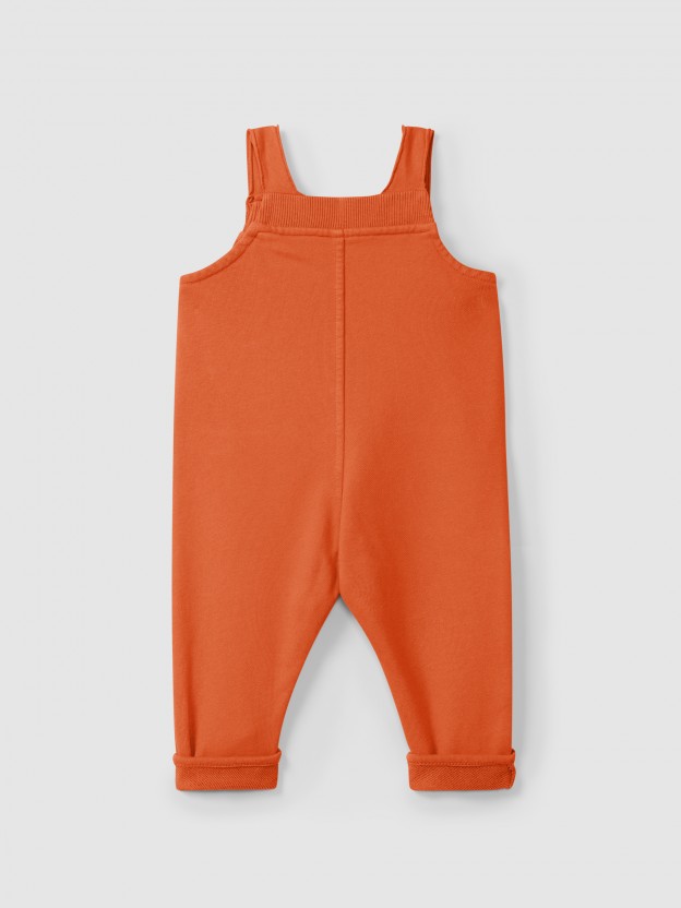 Plush dungarees with pockets