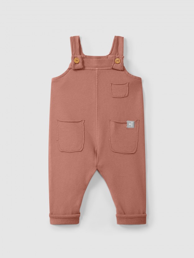 Plush dungarees with pockets