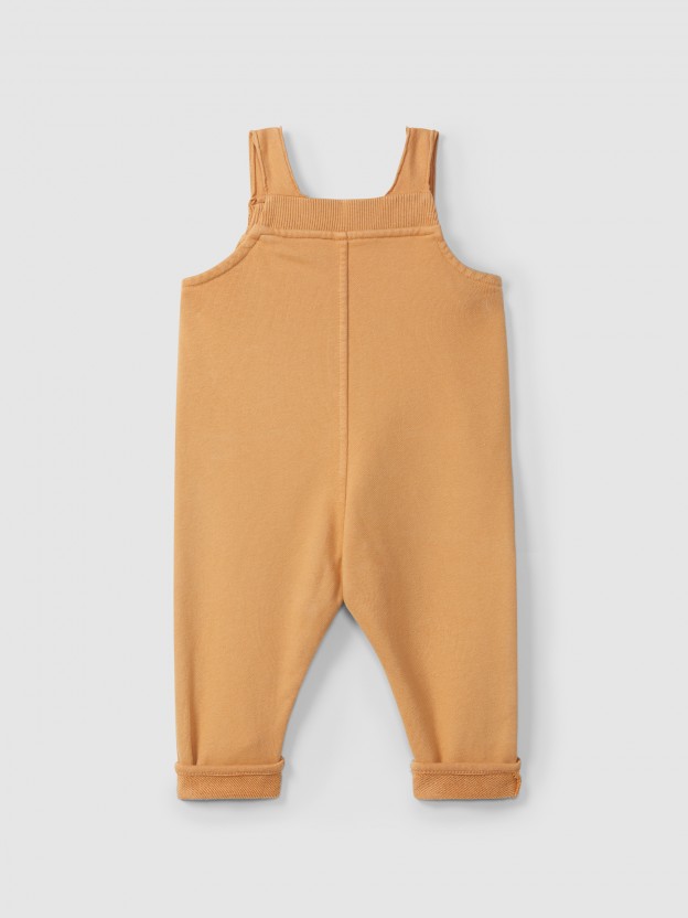 Plush dungarees with pockets
