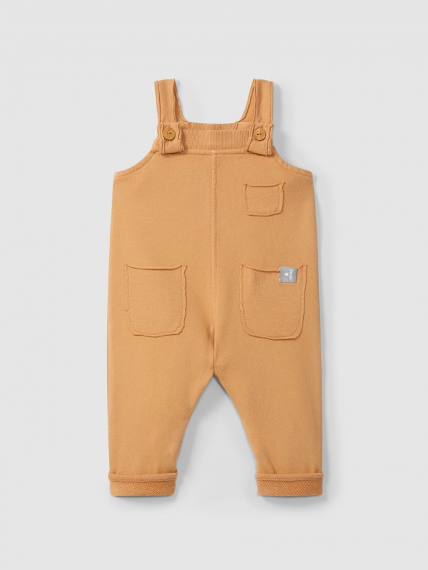 Plush dungarees with pockets