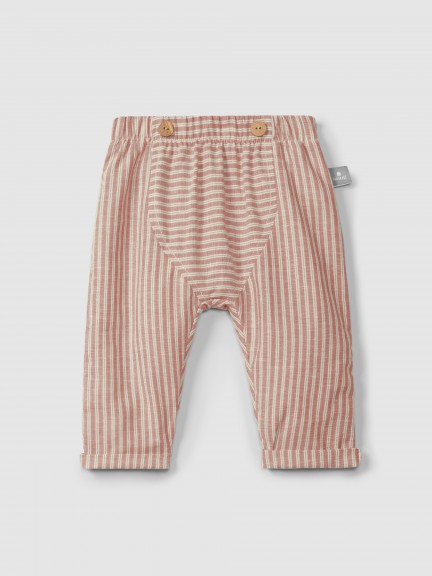 Pull-up pants in striped fabric