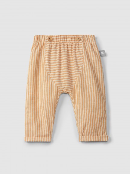 Pull-up pants in striped fabric
