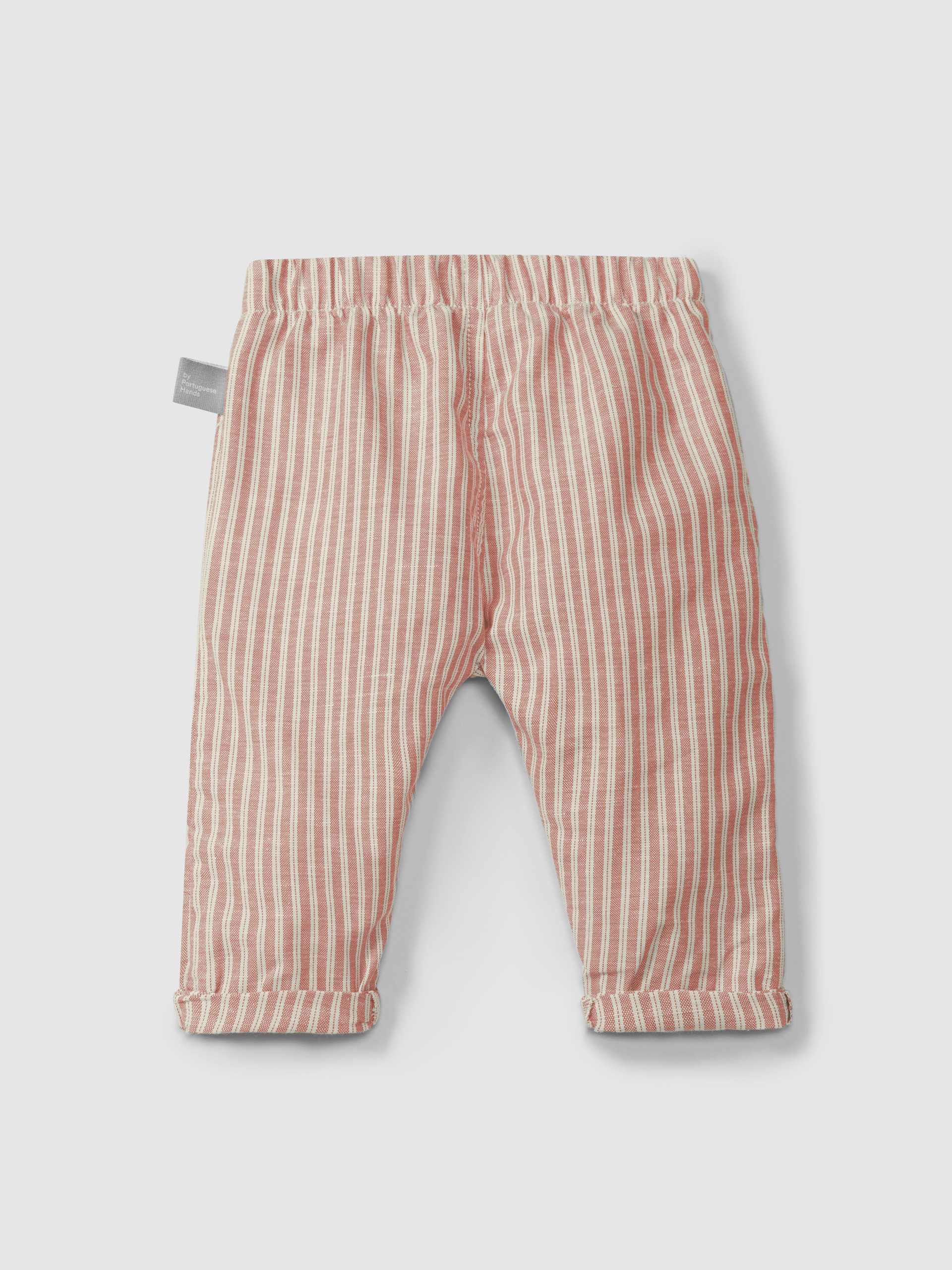 Pull-up pants in striped fabric