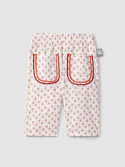 Floral pull-up pants with rickrack detail