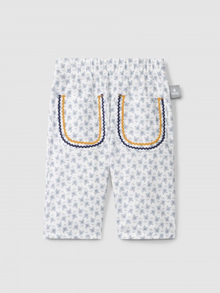 Floral pull-up pants with rickrack detail