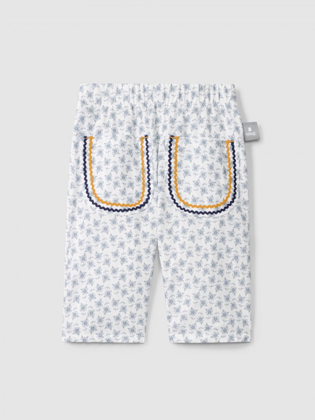 Floral pull-up pants with rickrack detail Floral pull-up pants with rickrack detail
