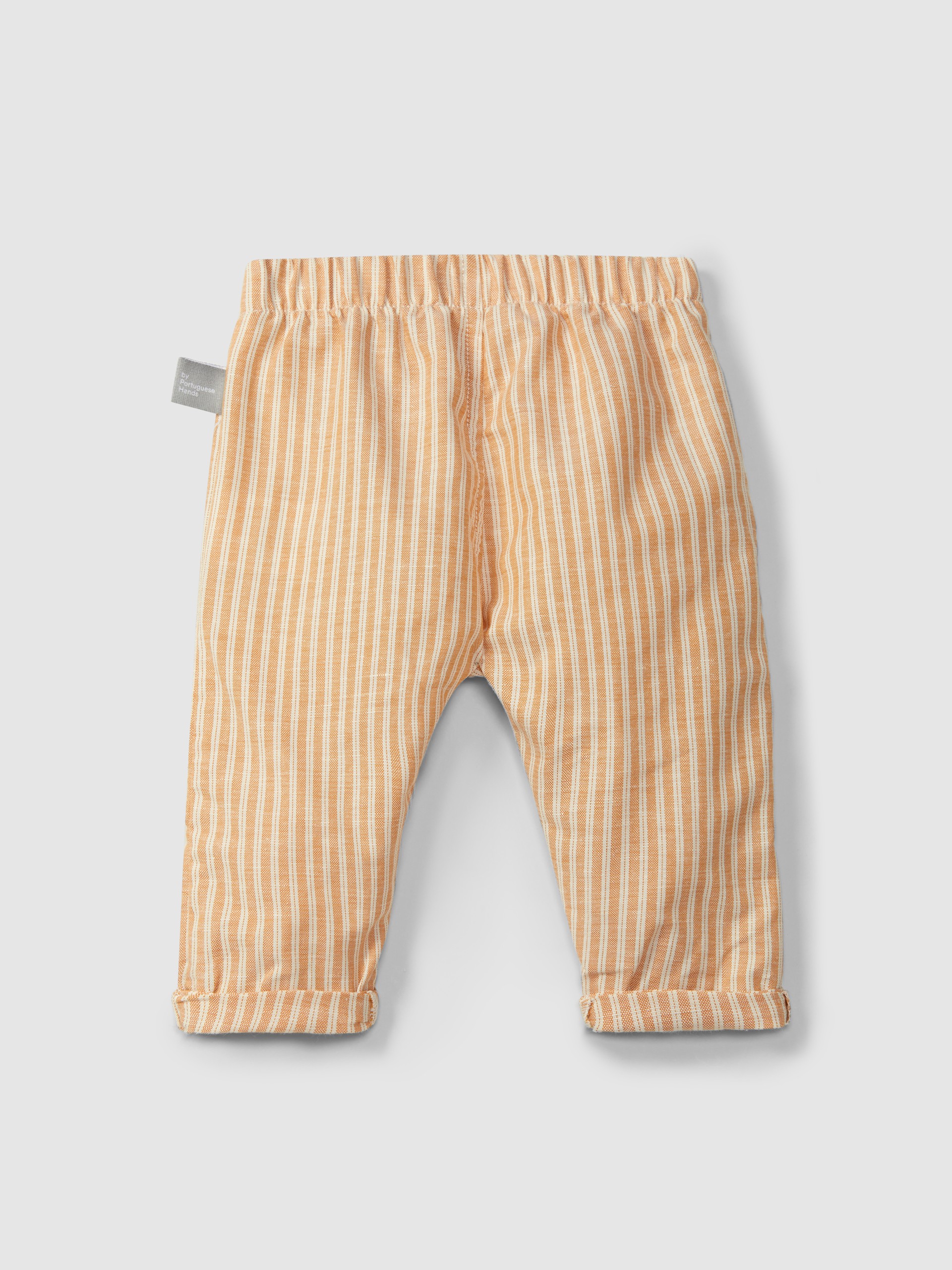 Pull-up pants in striped fabric