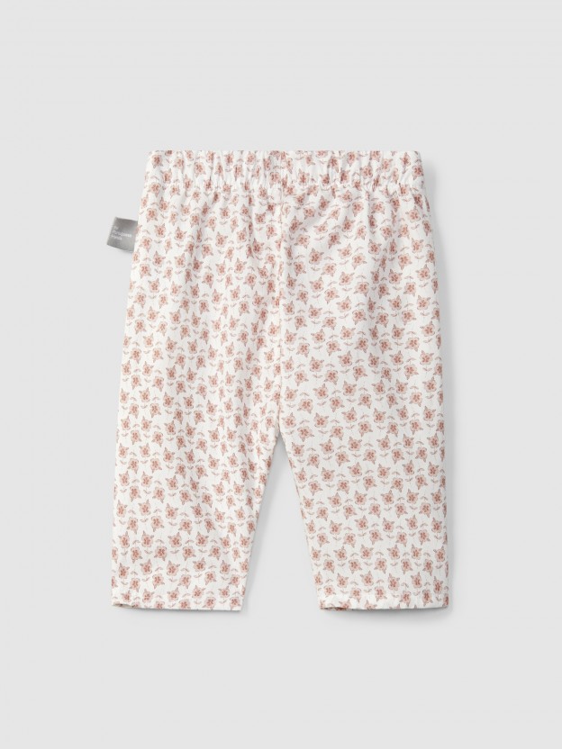 Floral pull-up pants with rickrack detail Floral pull-up pants with rickrack detail