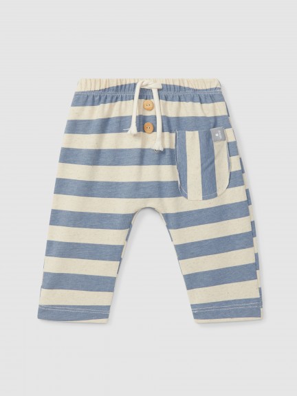 Pull-up pants striped with pocket