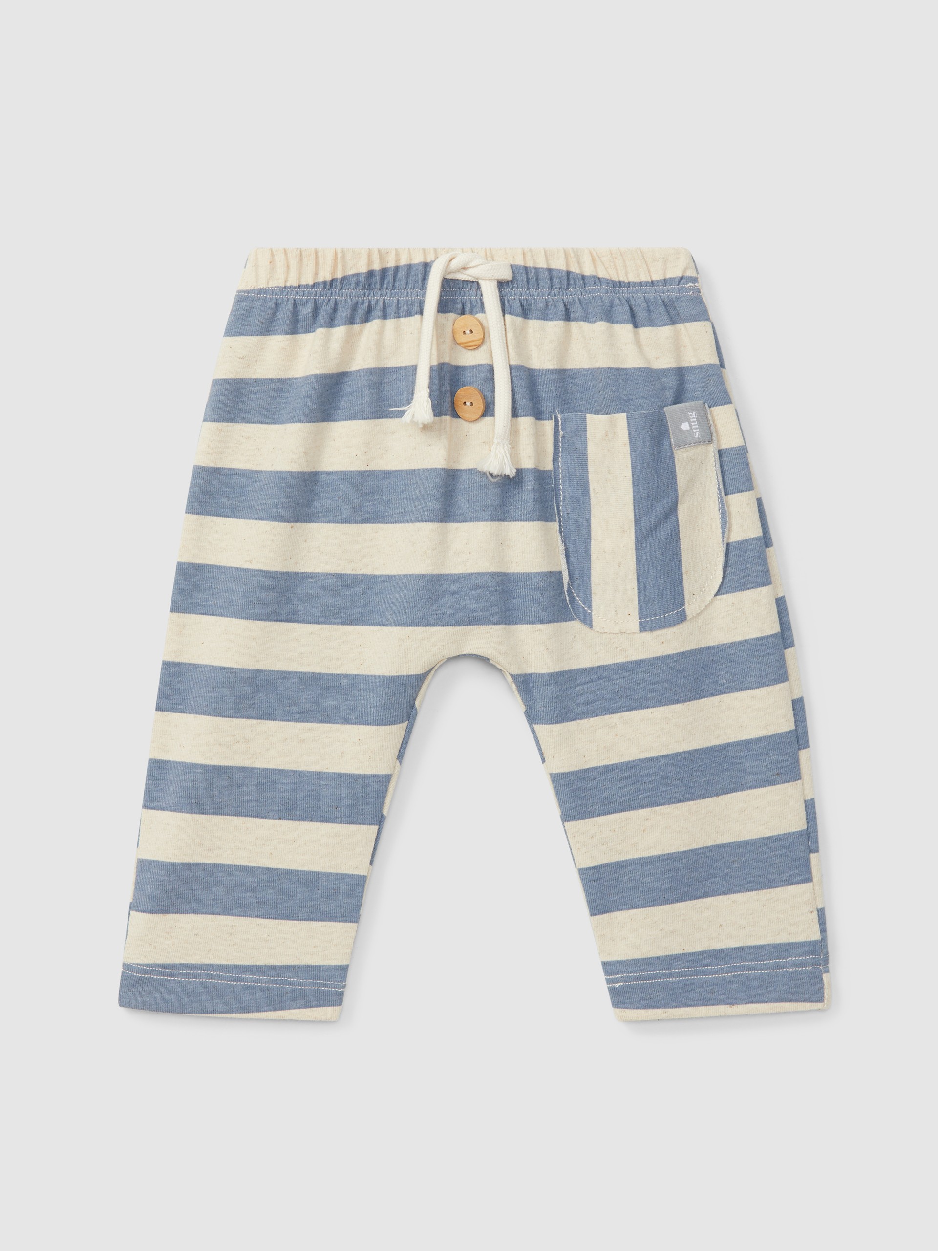Pull-up pants striped with pocket
