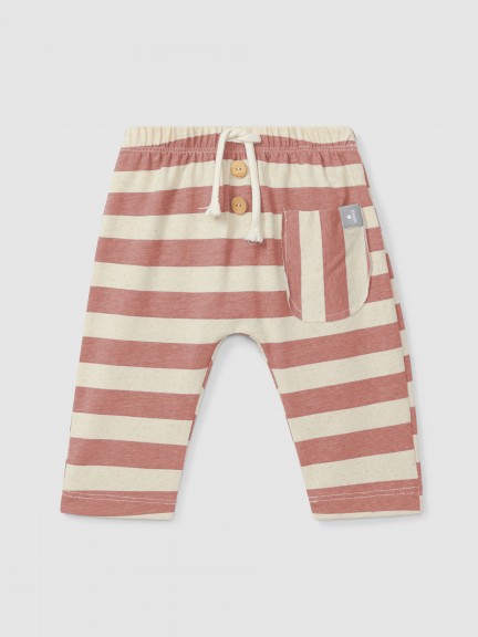 Pull-up pants striped with pocket Pull-up pants striped with pocket