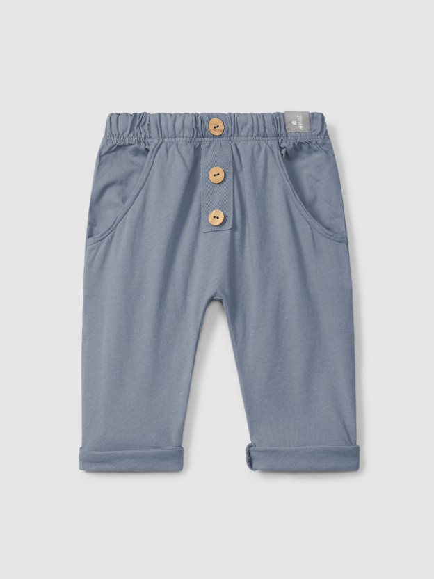 Pull-up pants in plain jersey