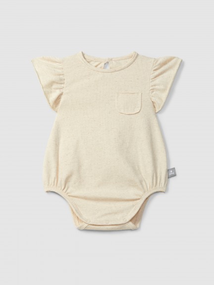 Bodysuit without collar with ruffled sleeve