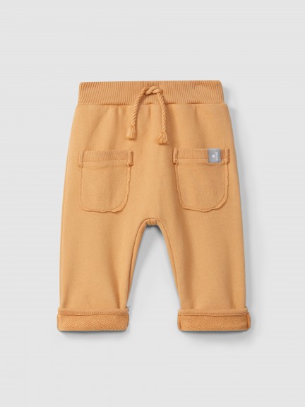 Pull-up plush pants with pockets