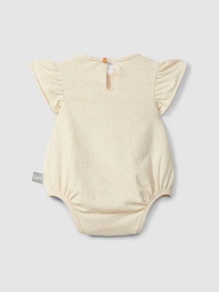 Bodysuit without collar with ruffled sleeve Bodysuit without collar with ruffled sleeve