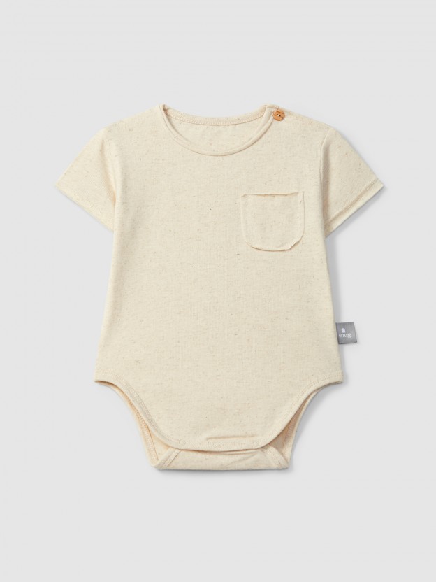 Bodysuit without collar with pocket