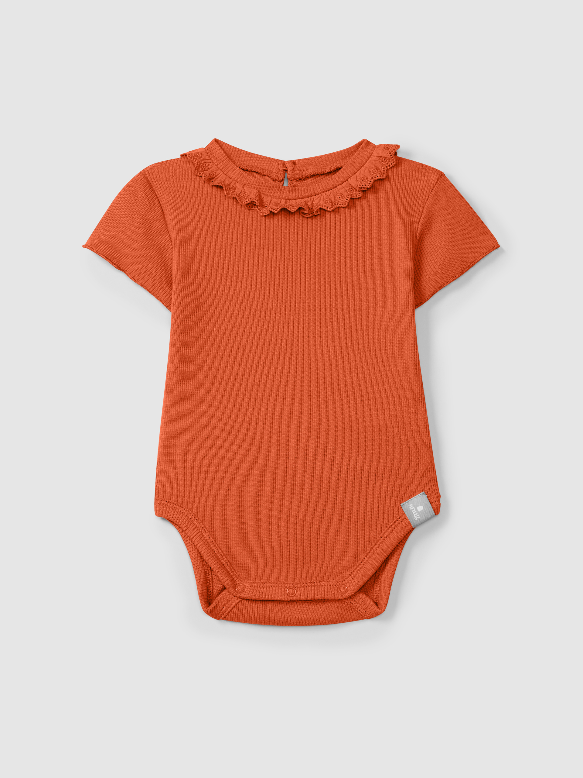 Bodysuit in ribbed jersey with English embroidery collar