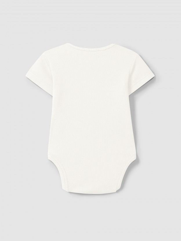 Bodysuit in ribbed jersey collarless