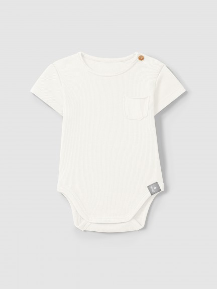 Bodysuit in ribbed jersey collarless