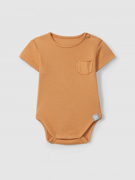 Bodysuit in ribbed jersey collarless