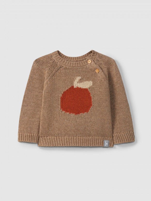 Jacquard round neckline jumper