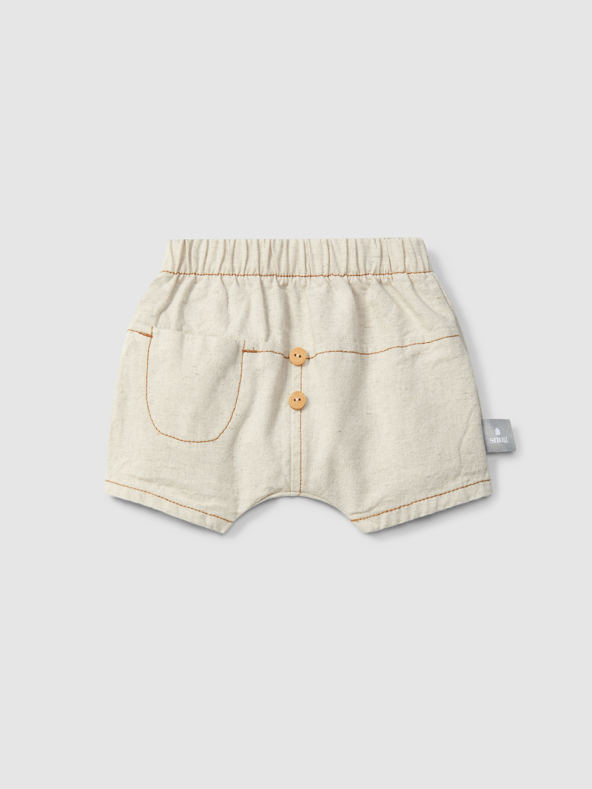 Organic style pull-up shorts with pocket