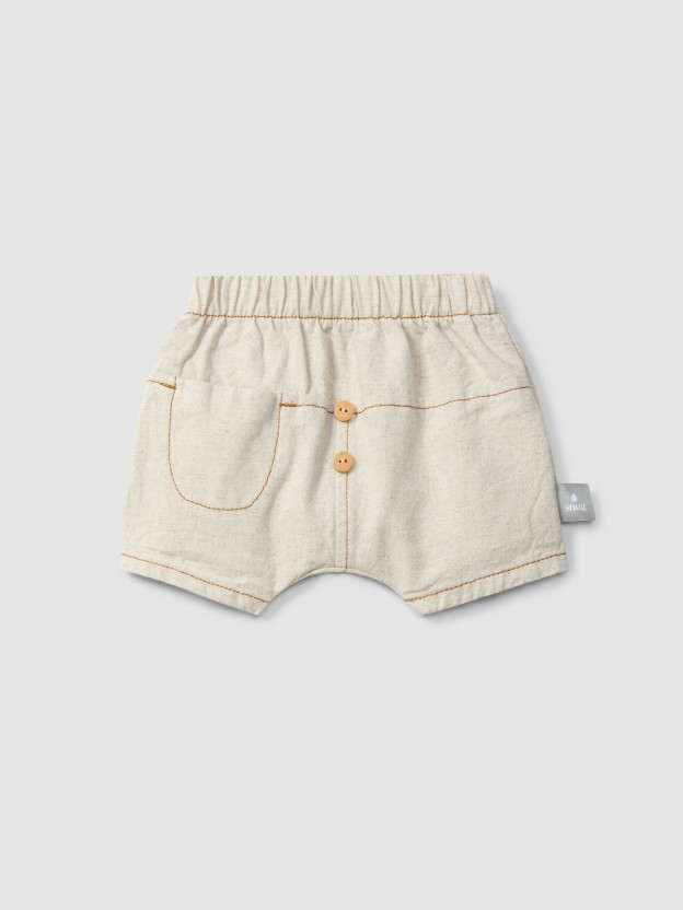Organic style pull-up shorts with pocket
