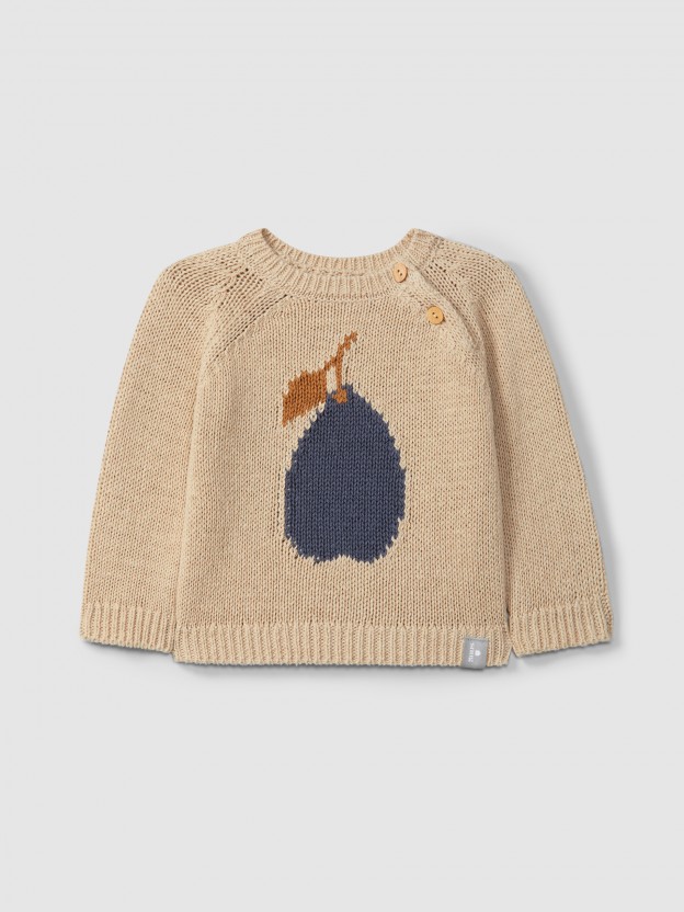 Jacquard round neckline jumper