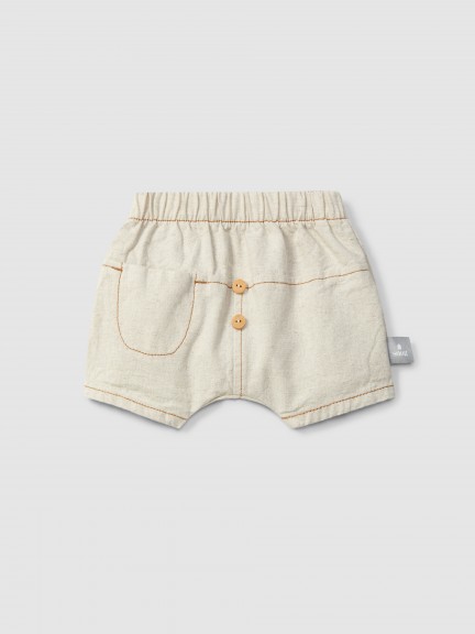 Organic style pull-up shorts with pocket