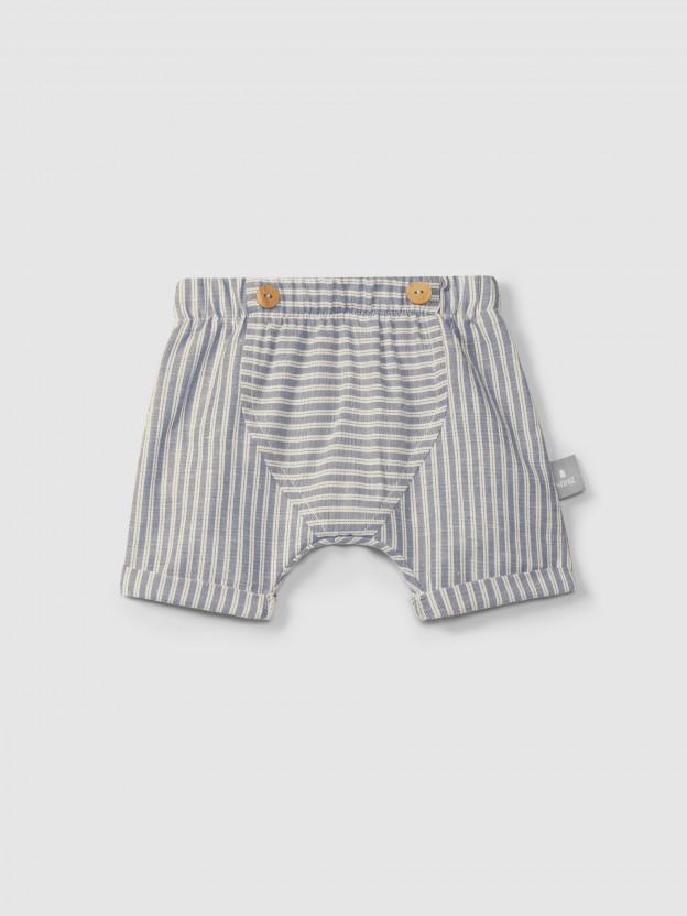 Pull-up shorts in striped fabric