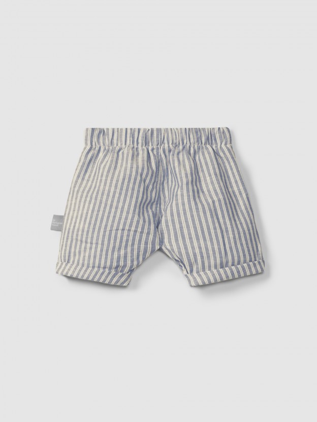 Pull-up shorts in striped fabric