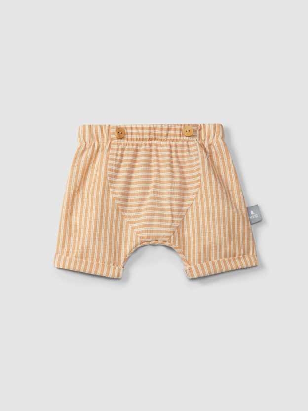 Pull-up shorts in striped fabric