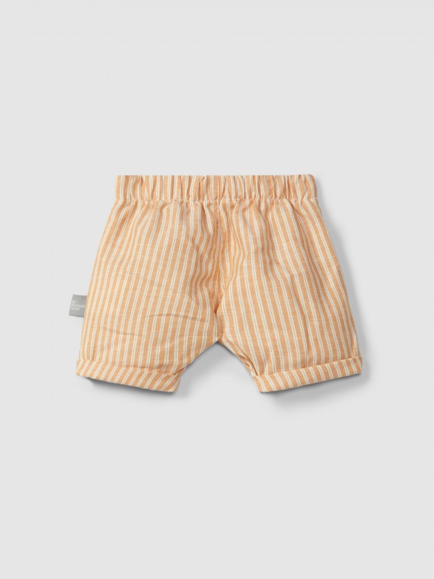 Pull-up shorts in striped fabric