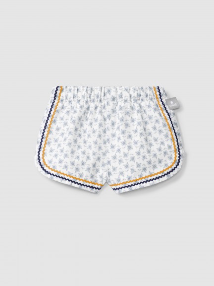 Floral pull-up shorts with rickrack detail