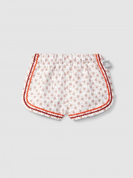 Floral pull-up shorts with rickrack detail